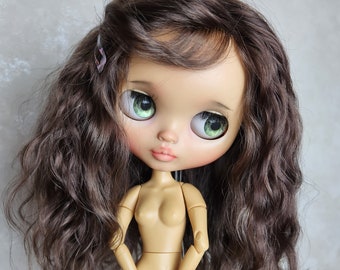 242 Blythe scalp Dark brown color long curly hair Blythe doll wig Reroot scalp mohair wig mohair