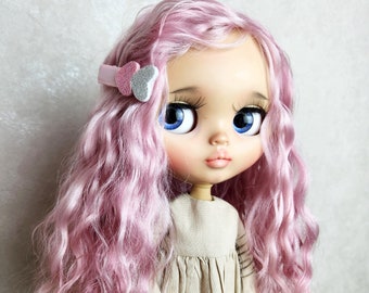 282 Elite wool of the Angora goat LUXE class dusty pink color Blythe scalp TBL RBL  new  Blythe doll wig Reroot scalp mohair wig mohair