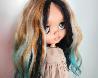 298 EXCLUSIVE Blythe wig scalp RBL TBL Space Force hair Grunge Style thin mixed strands of different bright natural Blythe doll wig mohair