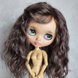 242 Blythe scalp Dark brown color long curly hair Blythe doll wig Reroot scalp mohair wig mohair