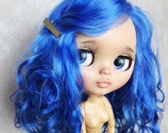 230 Blythe wig on scalp RBL TBL curly color Blue sky Blythe doll wig Reroot scalp mohair wig mohair