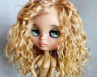 217 Blythe wig scalp RBL TBL Blonde 2 colors bouncy curls medium length natural curls Blythe doll wig Reroot scalp mohair mohair wig