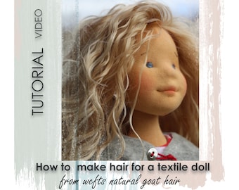 Video tutorial how to sew wefts to the head of a textile doll