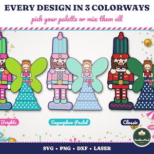 Nutcracker SVG Bundle, 20 Whimsical Christmas Designs, Pink Nutcracker Angel Ornament Laser Cut File, Layered Christmas Sign SVG PNG image 2