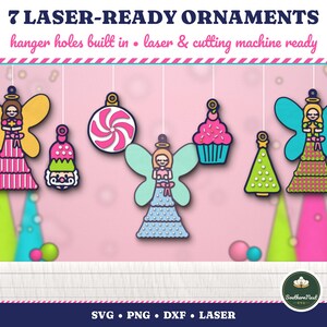 Nutcracker SVG Bundle, 20 Whimsical Christmas Designs, Pink Nutcracker Angel Ornament Laser Cut File, Layered Christmas Sign SVG PNG image 4