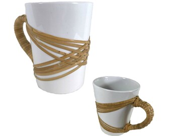 BASKET PATTERN "Jo" Coffee Mug with Cane Accenting
