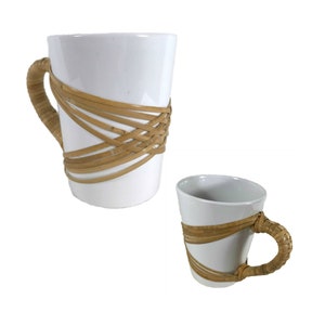 BASKET PATTERN "Jo" Coffee Mug with Cane Accenting