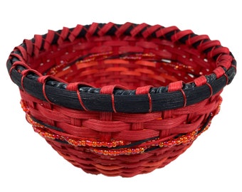 BASKET PATTERN  - "KIRA" - Bead Accented Table Basket on Acrylic Poured Wood Base