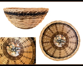 BASKET WEAVING KIT "Stasia" - Table Basket with Painted and Epoxy Resin Wood Base