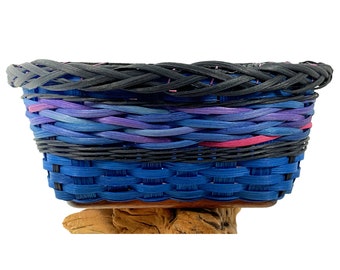 BASKET PATTERN  - "MATILDA" - Braided Rim Table Basket with Sublimation Tile Wood Base