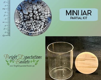 PARTIAL Weaving Kit - Acrylic Painted & Epoxy Resin Sealed Bamboo Wood Lid - Glass Jar - Slotted Wood Base