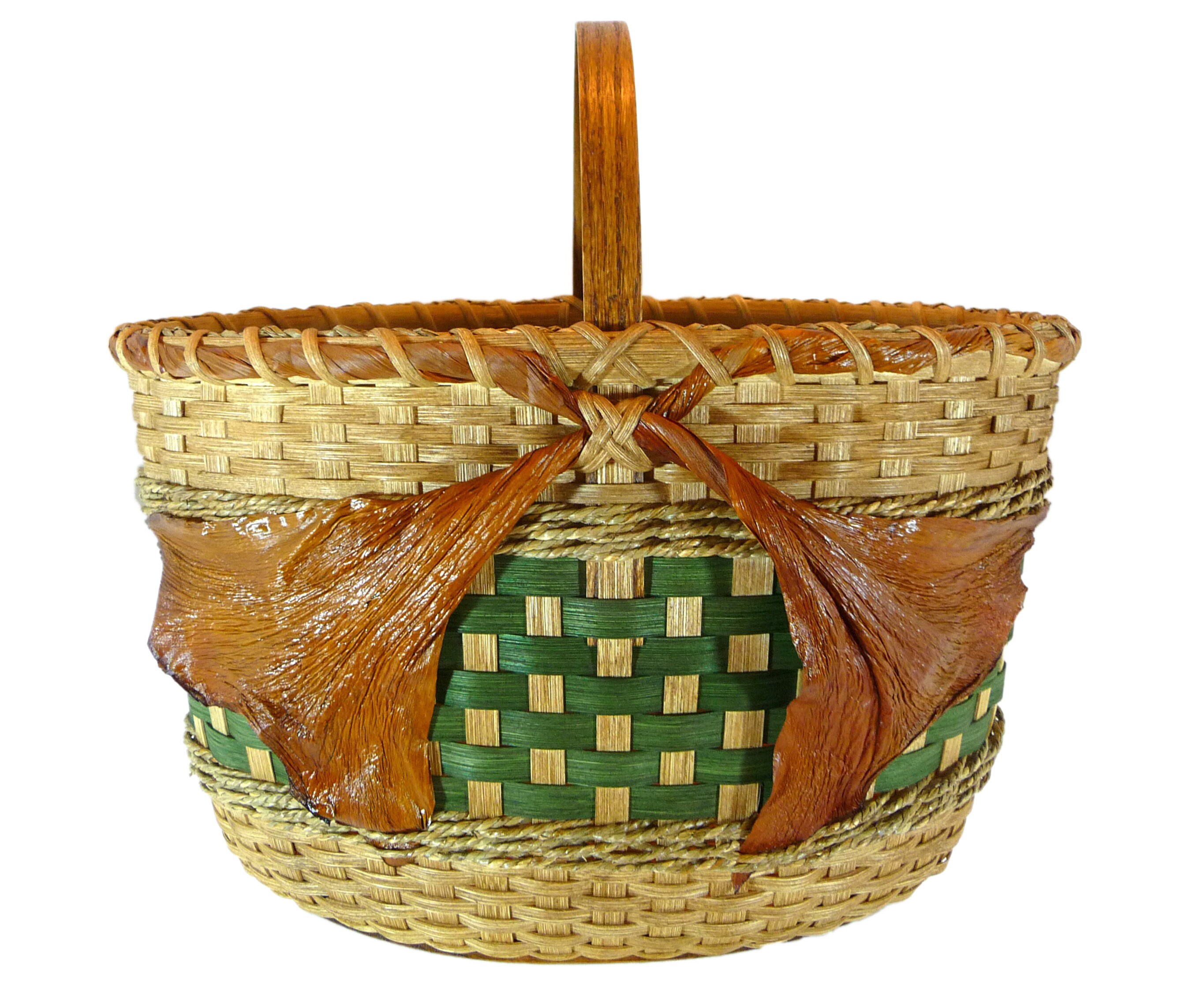 CLEARANCE Hand Woven Market Basket on Oak Wood Base with Etsy