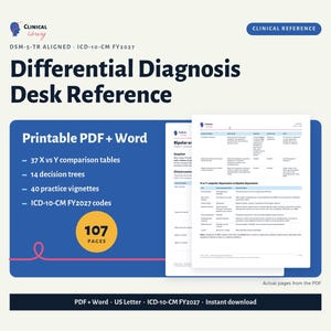 Differential Diagnosis Reference for Therapists, DSM-5-TR Decision Trees and ICD-10 Codes