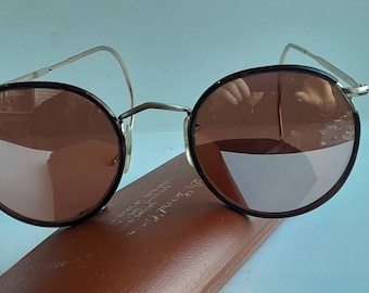 Vintage sunglasses 80s model rondrop curved arms made in Italy original case included new reduced price '