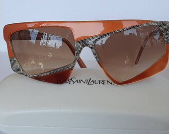 YVES SAINT LAURENT Vintage glasses 80s, haute couture Avant Garde rare designers original creation. Rare reduced price.