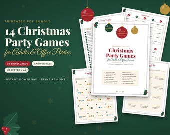 Christmas Party Games for Adults Printable, Office Christmas Party Games Bundle, Christmas Trivia, Holiday Bingo, Cricut Print Then Cut