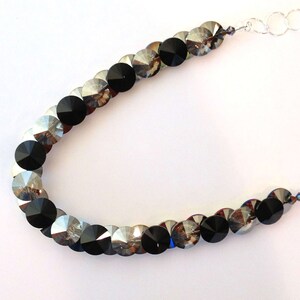 Reversible Swarovski Crystal Necklace, Sterling Silver, Jet, Gray, Aurora Borealis