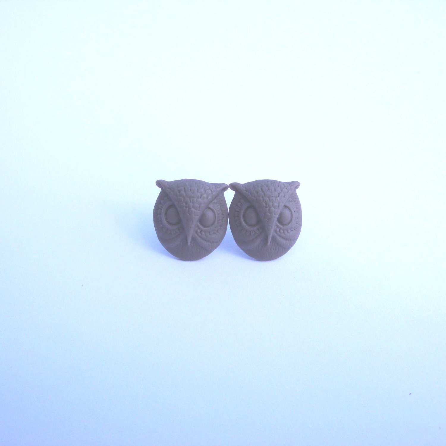 Brown Owl Earrings - Owls on Surgical Steel Studs, Post, Chocolate Brown, Gift under 10, Owl Jewelry
