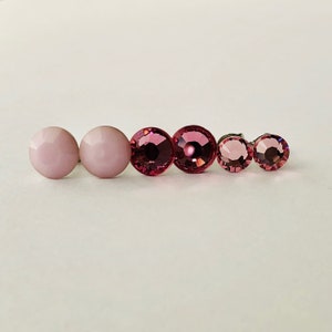 Pink Swarovski Crystal Studs Earrings, Individual Pair or Set of 3, Light Rose, Rose, Alabaster Rose