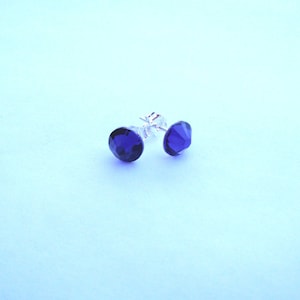 Purple Swarovski Crystal Earrings Studs - Purple Velvet Swarovski Crystals on Surgical Steel Posts Dark Purple