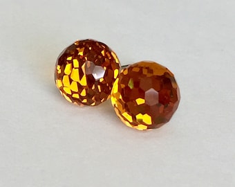 Topaz Swarovski Crystal Large Faceted Round Stud Earrings on Surgical Steel