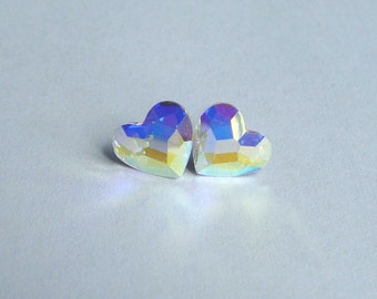 Heart Studs Swarovski Crystal Earrings Surgical Steel Posts Stud Mini Hearts Crystals