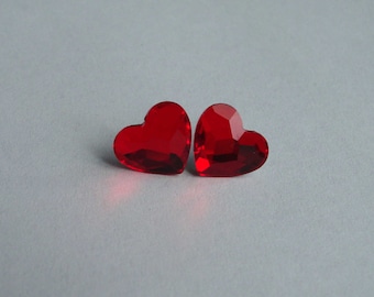 Red Heart Studs Swarovski Crystal Earrings Surgical Steel Posts Stud Mini Hearts Crystals