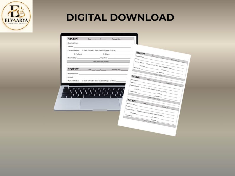 Editable Receipt Template Printable, Customer Payment Receipt, Rent ...