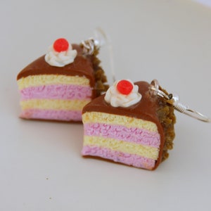 Polymer Clay Cake Earrings, Chocolate Cake Earrings, Food Earrings, Birthday Gift, Cherry Cake Earrings, Cute Earrings, Food Jewelry, Kawaii