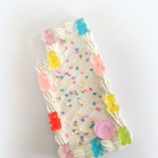 iPhone X Case, Decoden Confetti Phone Case, Fake Food Jewelry, Customize Phone, Handmade Phone Case, Resin Gummy Bear , Kawaii Phone Case