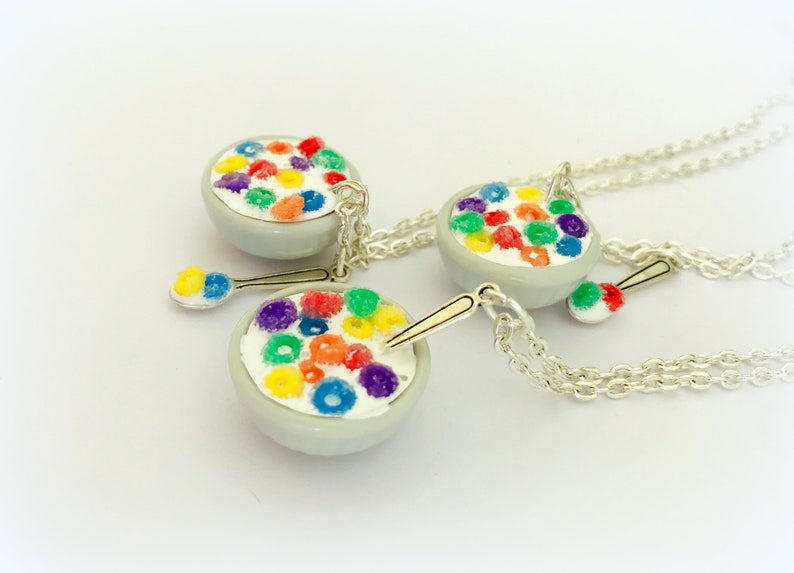 Cereal Bowl Necklace Polymer Clay Charm Fruit Loops Cereal Etsy