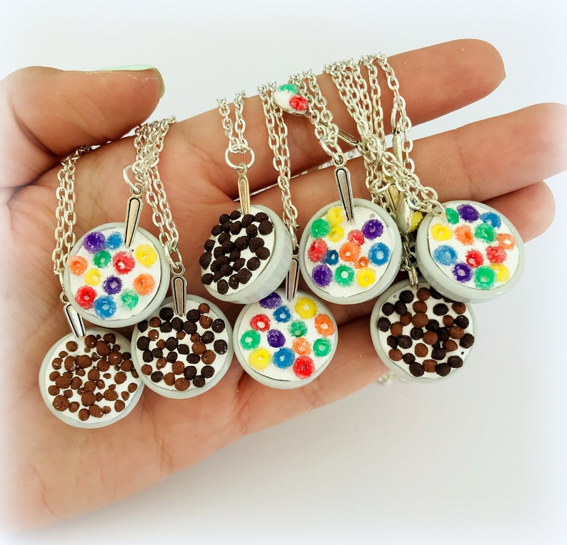 Cereal Bowl Necklace Polymer Clay Charm Fruit Loops Cereal Etsy