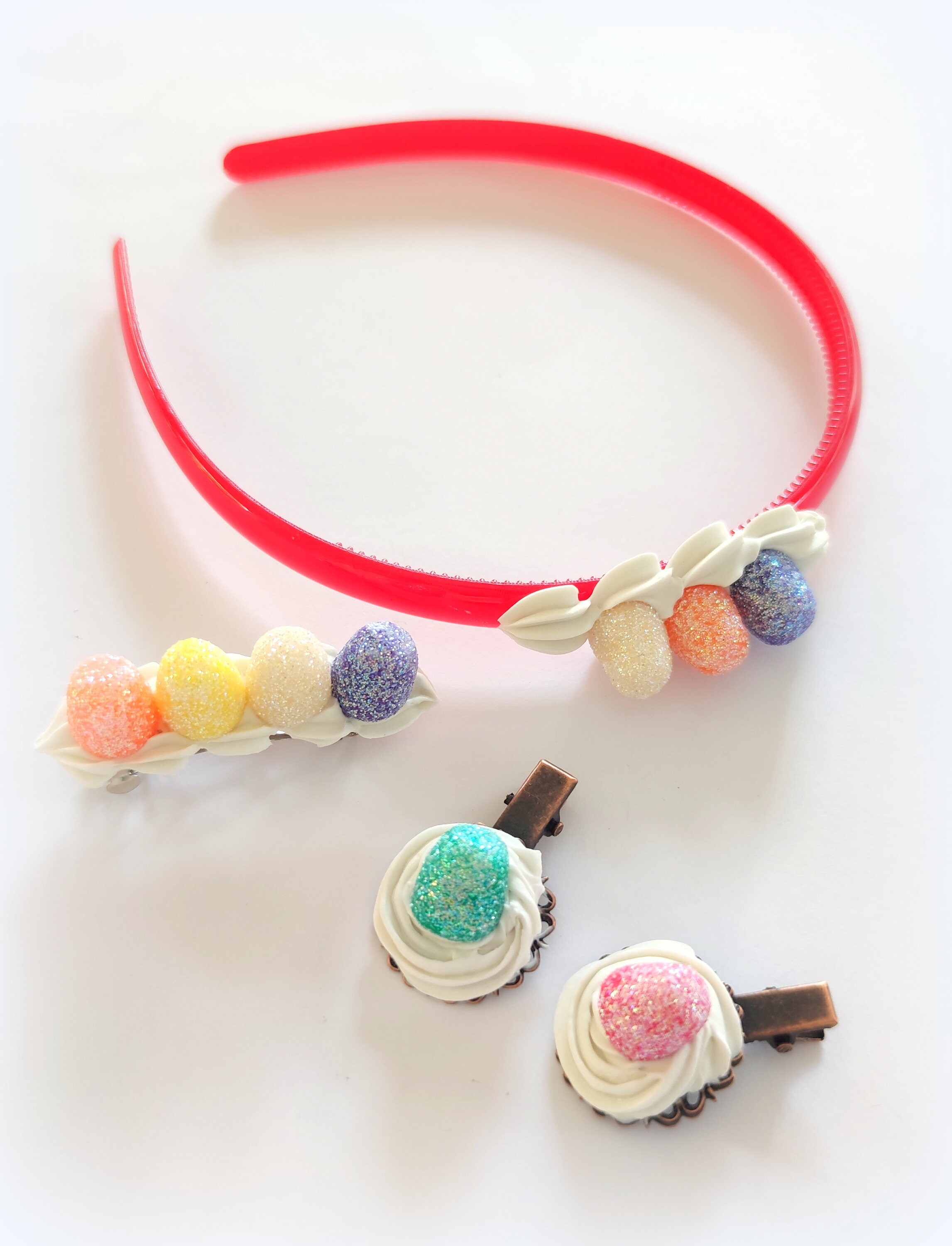 Set of 2 Polymer Clay Hair Clips Polymer Clay Sugar Gum Etsy