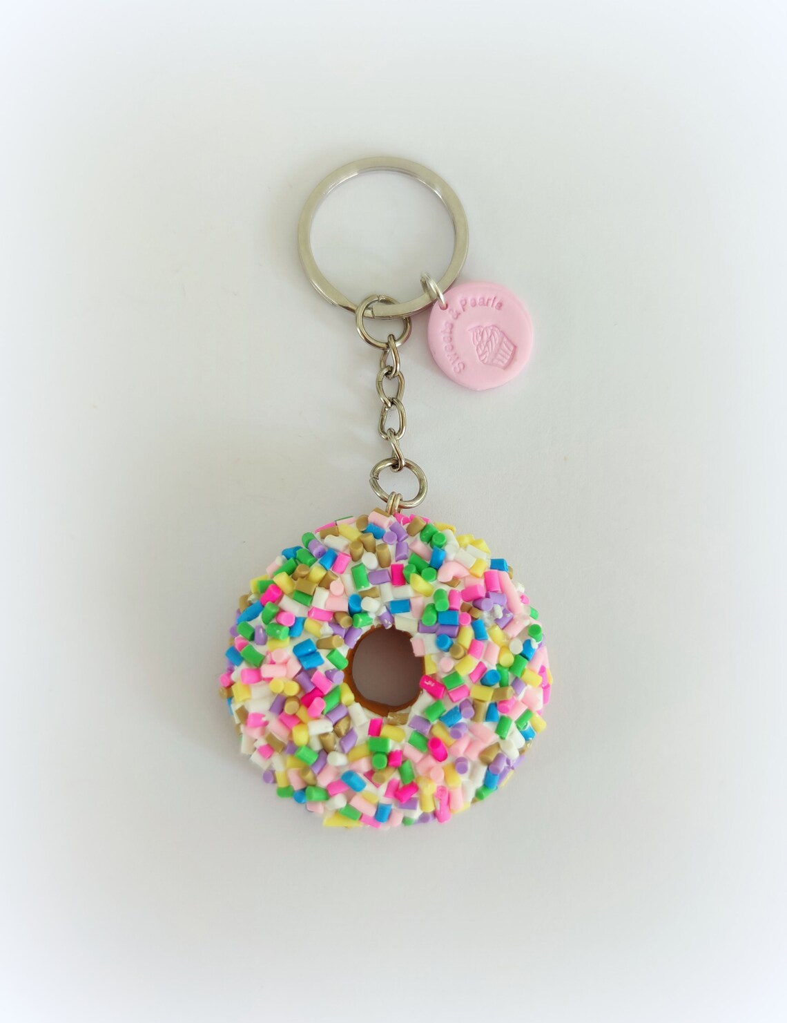 Polymer Clay Donut Keychain Rainbow Sprinkles Cute Keychain Etsy