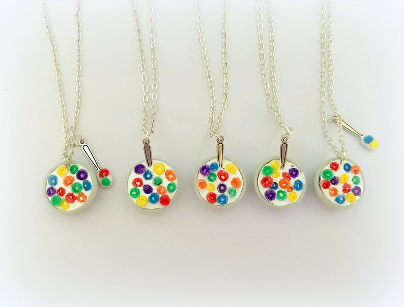 Cereal Bowl Necklace Polymer Clay Charm Fruit Loops Cereal Etsy
