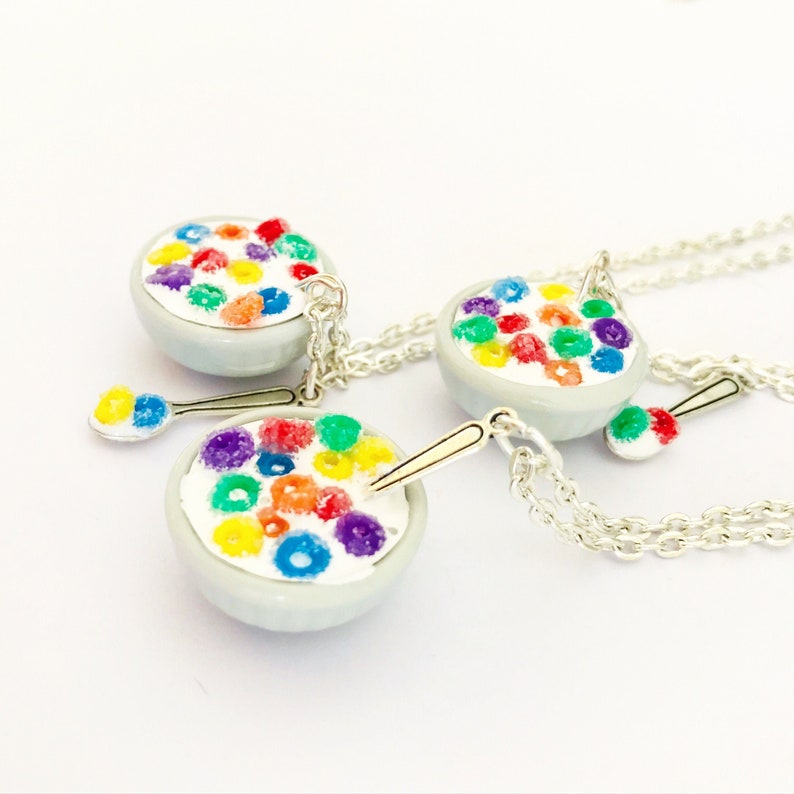 Cereal Bowl Necklace Polymer Clay Charm Fruit Loops Cereal Etsy
