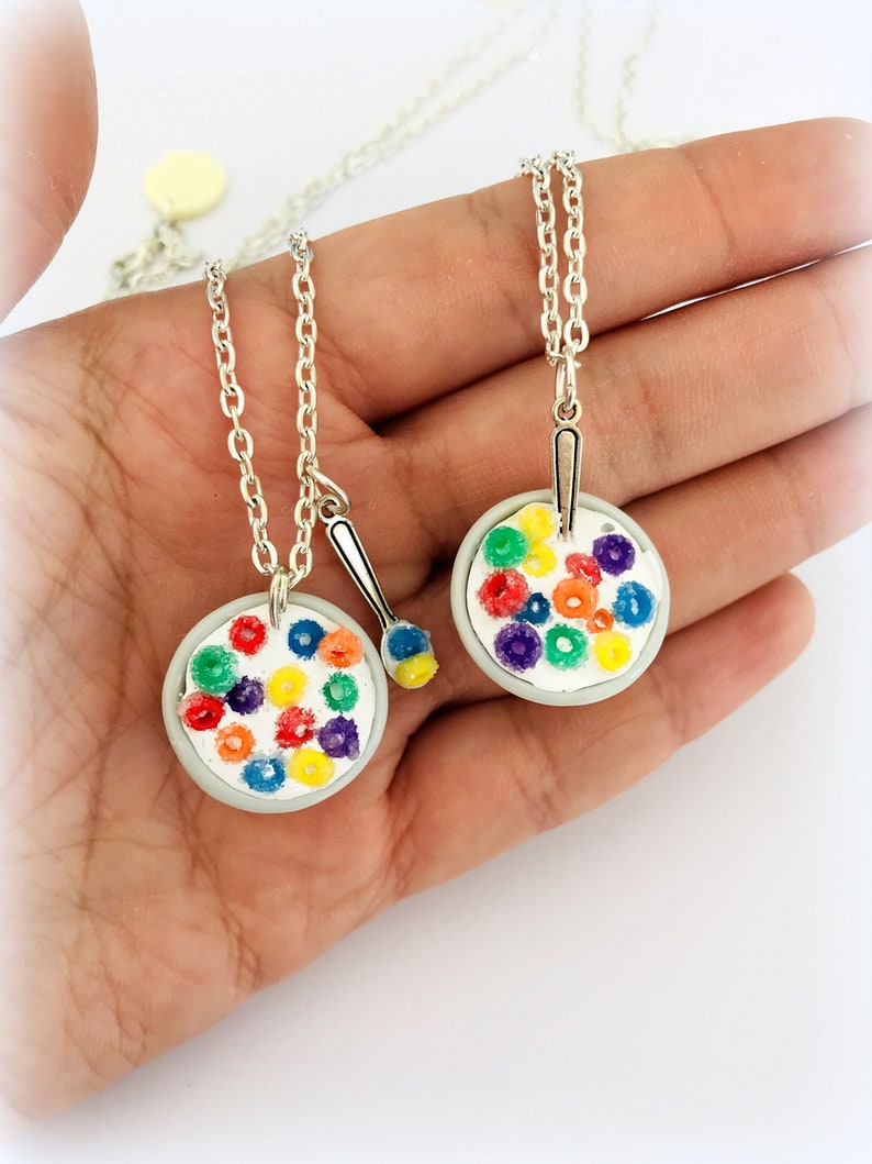 Cereal Bowl Necklace Polymer Clay Charm Fruit Loops Cereal Etsy