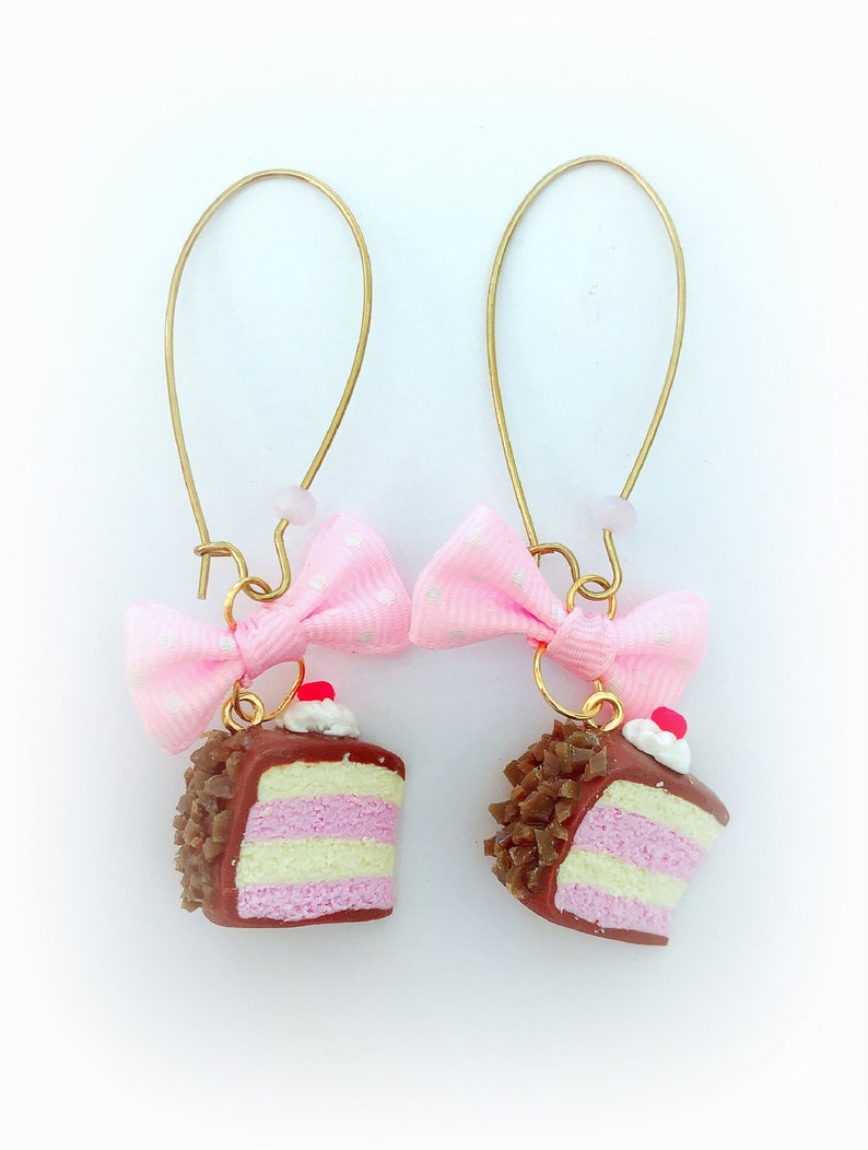 Cake Earrings Cake Slice Earring Hooks Polymer Clay Bow Etsy
