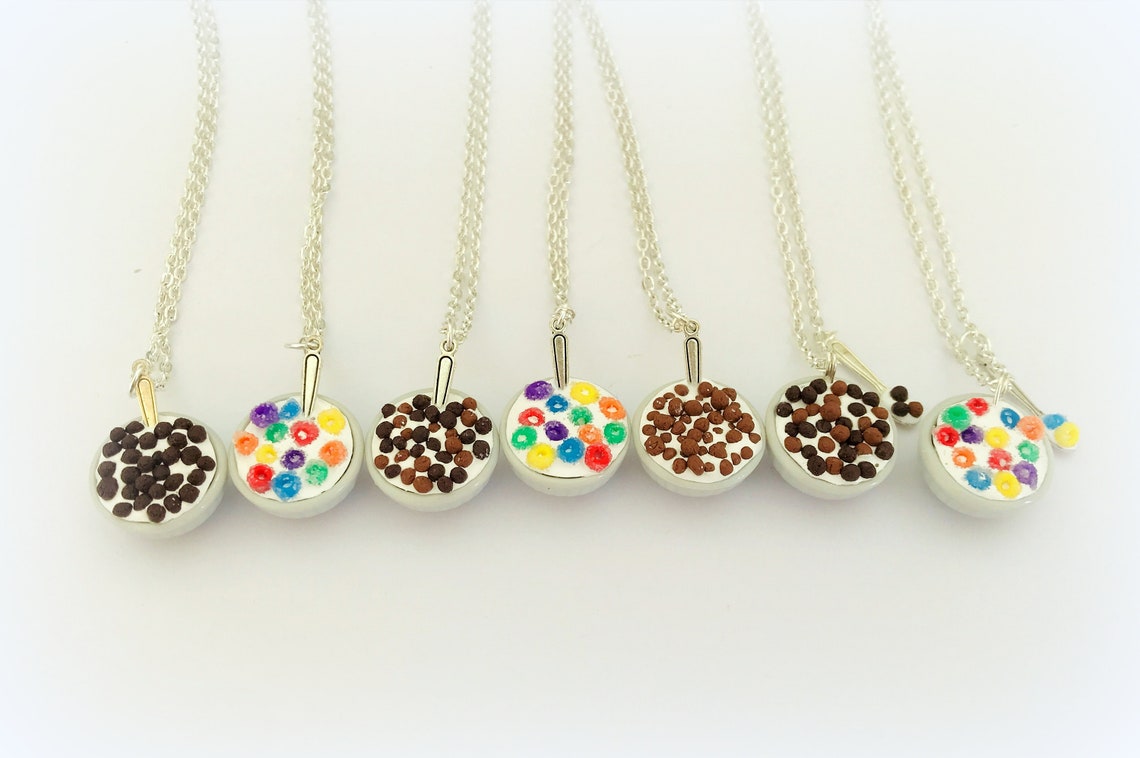 Cereal Bowl Necklace Polymer Clay Charm Fruit Loops Cereal Etsy