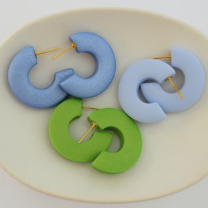 Polymer Clay Hoops, Clay Chunky Hoop Earrings, Bold Statement Hoops, Handmade Hoop Earrings, Gift for Her, Clay Thick Hoops, Bold Earrings.