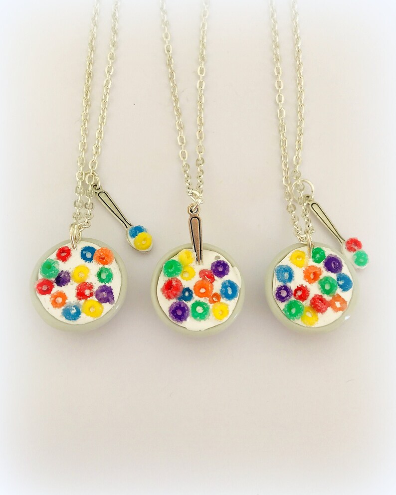 Cereal Bowl Necklace Polymer Clay Charm Fruit Loops Cereal Etsy