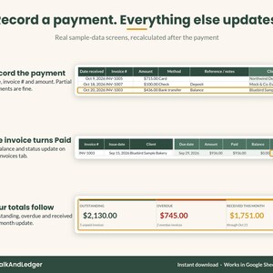 How it works: record a payment and the invoice turns Paid and the totals update