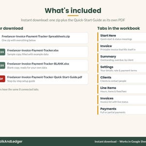 Files in the download: zip with sample and blank spreadsheets and the quick-start guide