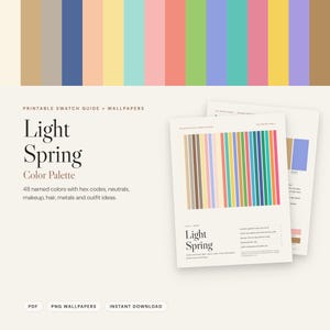 Light Spring Color Palette, Printable Swatch Guide, Phone Wallpaper, Seasonal Color Analysis, Light Spring Colors, Hex Codes PDF