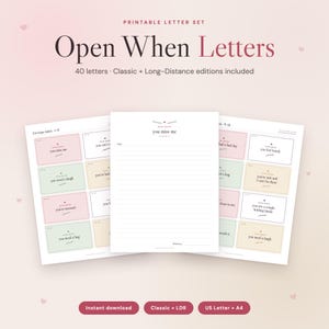 Ensemble de lettres à imprimer « À ouvrir quand », 40 enveloppes « À ouvrir quand » + Édition longue distance, Modèles de lettres, Cadeau pour petit ami, Cadeau pour relation à distance