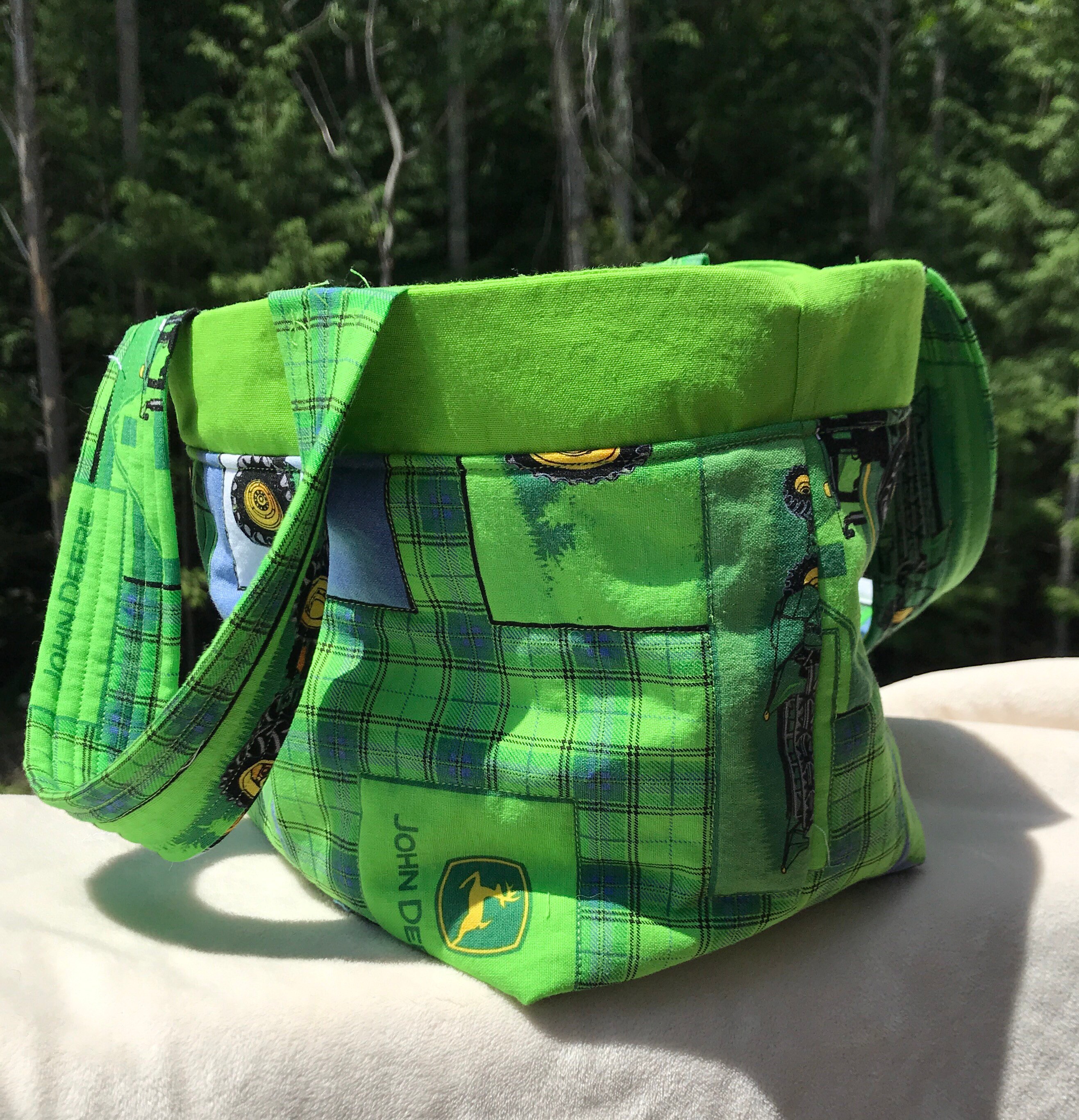 John Deere fabric drawstring bag with handles bucket bag | Etsy