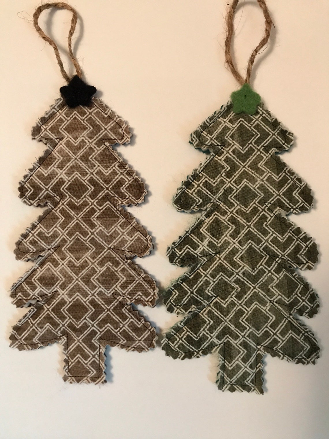 Fabric Christmas Tree Tree Ornaments Handmade Quilted With Etsy UK