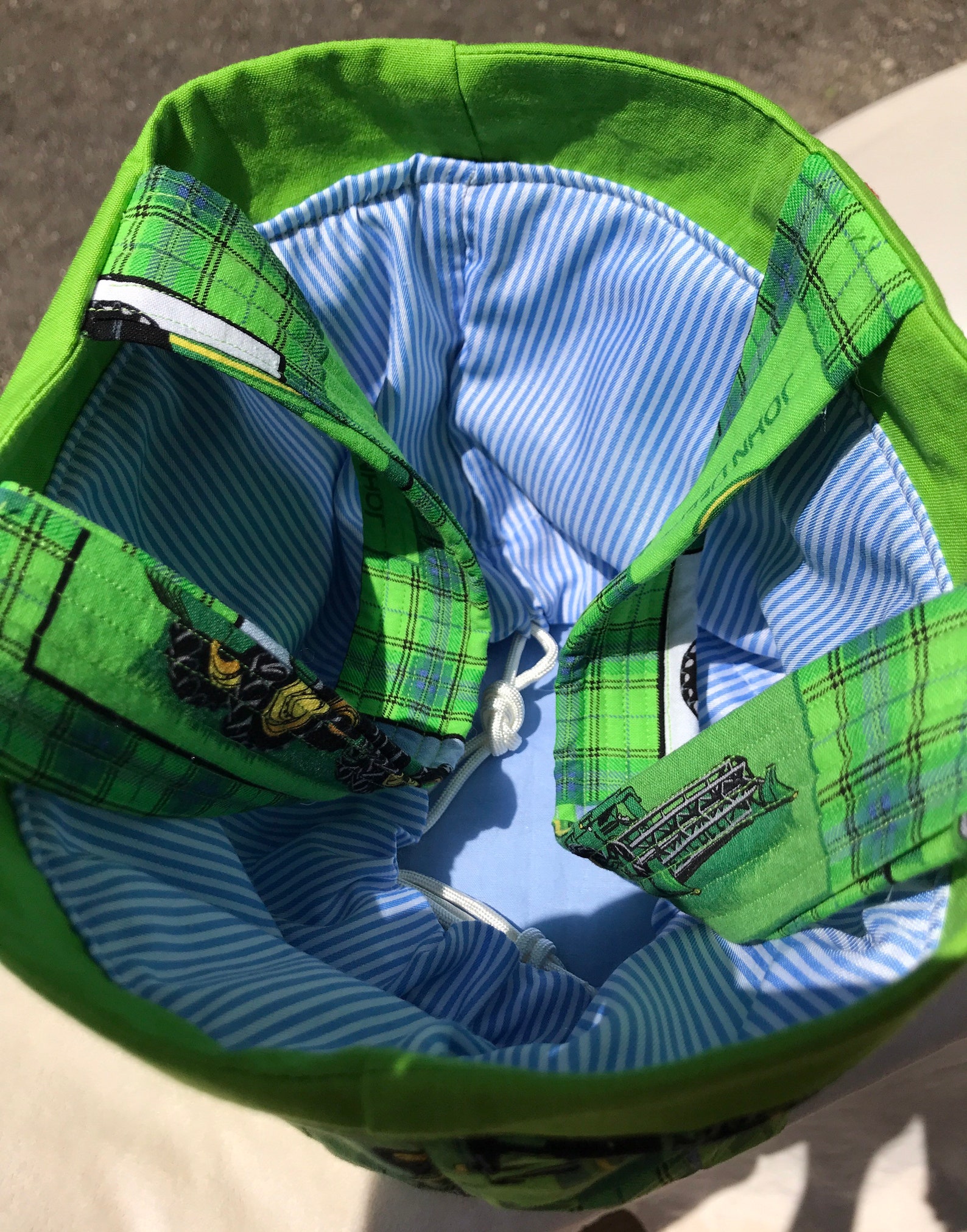 John Deere Fabric Drawstring Bag With Handles Bucket Bag Etsy