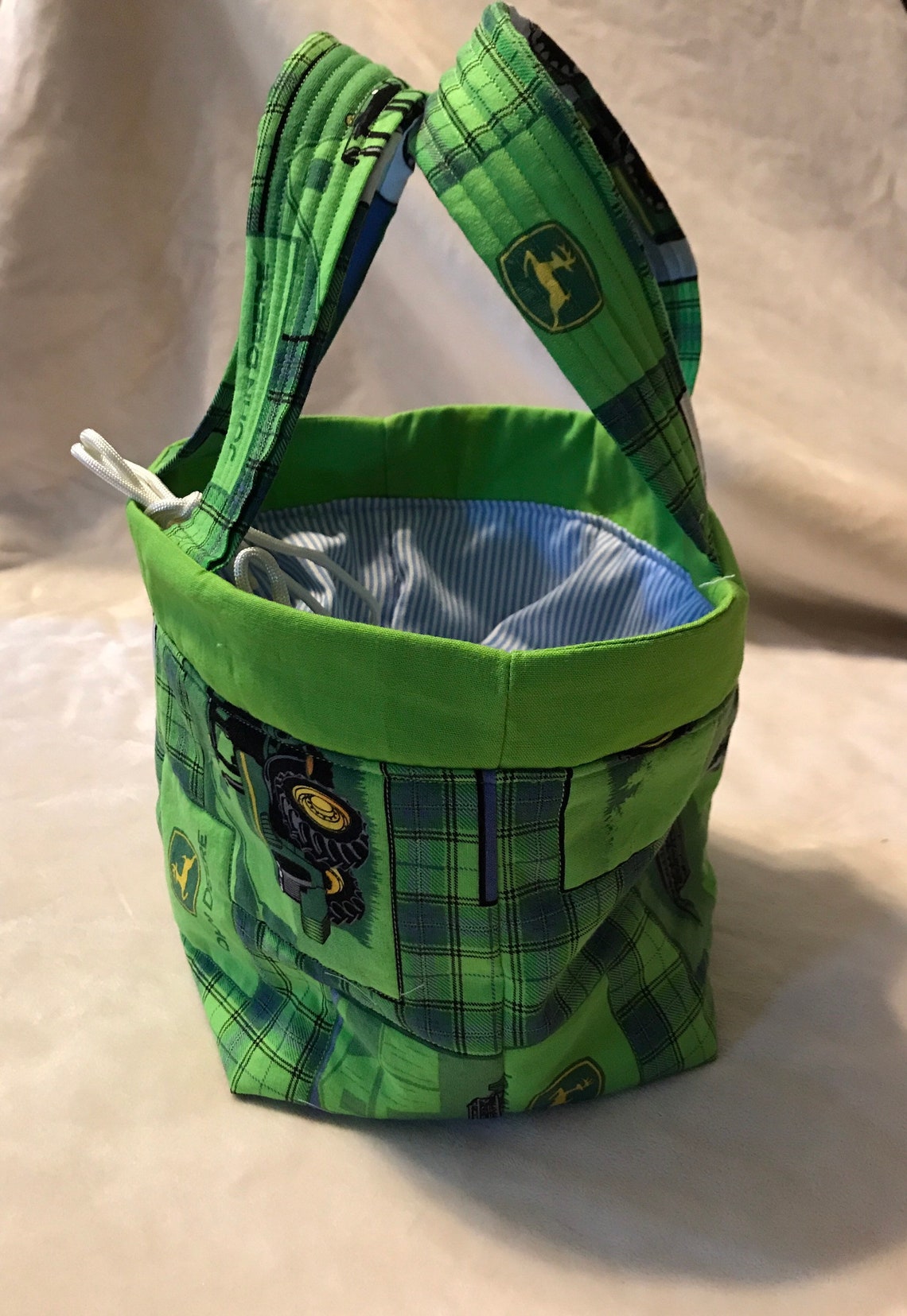 John Deere Fabric Drawstring Bag With Handles Bucket Bag Etsy