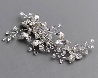 Swarovski Crystal Bridal Hair Comb, Floral Wedding Hair Comb, Bridal Hair Clip, Wedding Hair Accessory, Swarovski Comb, Bridal Comb - 7000